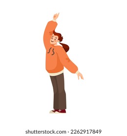 Woman Sport Fan Character Supporting Team Cheering at Stadium Vector Illustration