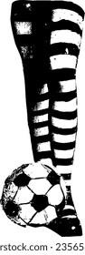 Woman sport football vector black and white illustration 
