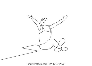 woman sport pilates lifestyle home one line art design vector