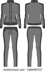 Woman sport set hoodie pants wear design vector template clothes