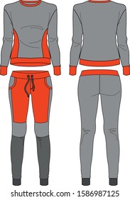 Woman sport set hoodie pants wear design vector template clothes