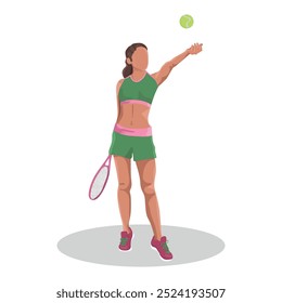 woman in sports clothes holding a racket, tennis player. vector illustration.