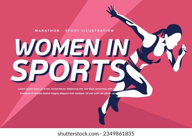 Woman in Sports Illustration Marathon Athlete