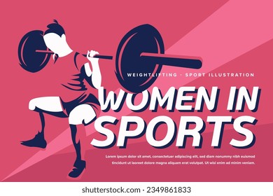 Woman in Sports Illustration Weightlifting Athlete