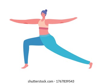 Woman with sportswear doing yoga design, Stay at home gym sport and bodybuilding theme Vector illustration