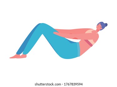 Woman with sportswear doing yoga design, Stay at home gym sport and bodybuilding theme Vector illustration