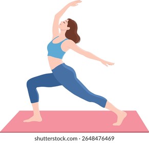 Woman in sportswear doing yoga pose illustration isolated transparent background editable vector