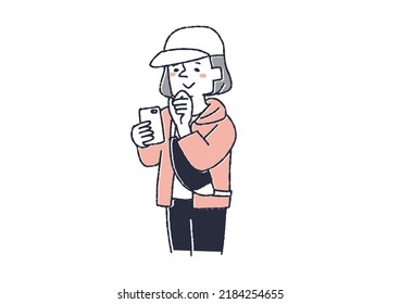 Woman in sportswear operating a smartphone Person using a smartphone
