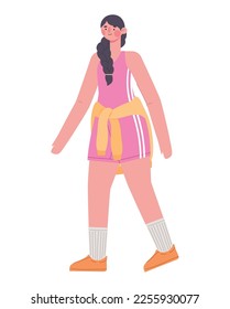 woman in sportswear over white