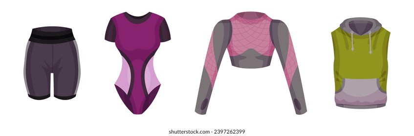 Woman Sportswear for Training and Workout Vector Set