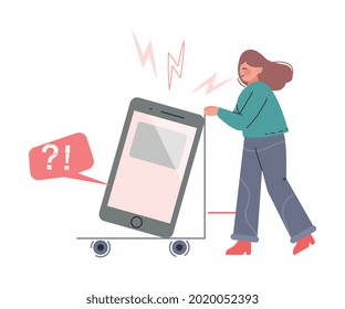 Woman Spreading Untruth Information in Internet, Fake News, Disinformation Cartoon Vector Illustration