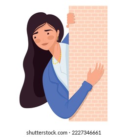 woman spying in wall character