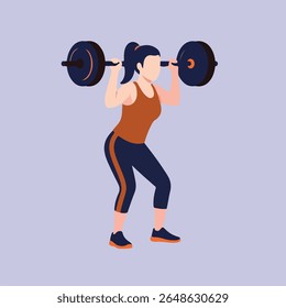 Uma mulher está de cócoras enquanto levanta um sino, demonstrando treinamento de força.