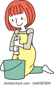 A Woman Squeezing the Rags