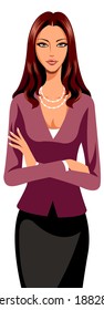The woman is standing 