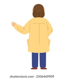 woman standing alone back view isolated