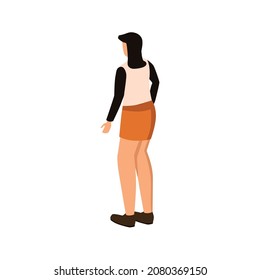 Woman Standing Backwards. Full Length Element. Vector illustration