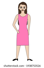 Woman standing cartoon character isolated - vector illustration