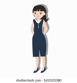 Woman standing concept. Creative idea design. Flat vector illustration for template, brochure or presentation.