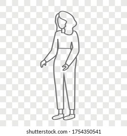 Woman standing concept on transparency background. Creative idea design. Flat vector illustration for template, brochure or presentation.
