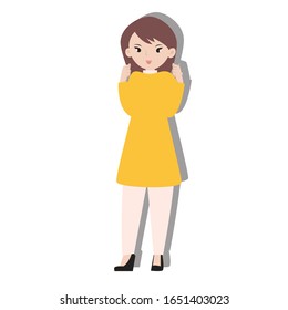 woman standing concept on white background. creative idea design. Flat vector illustration for template, brochure or presentation.