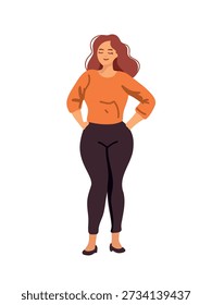 Mujer de pie en Ilustración vectorial de pose dinámica