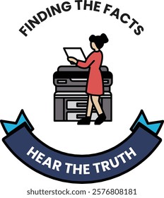 A woman is standing in front of a printer