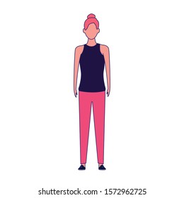 woman standing icon over white background, vector illustration
