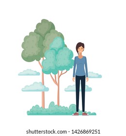 woman standing in landscape avatar character