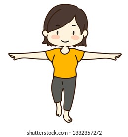 Woman standing on one leg