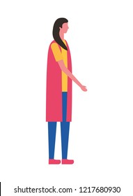 woman standing on white background