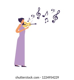 woman standing playing violin music