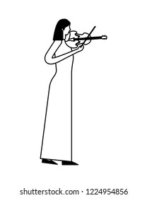 woman standing playing violin music