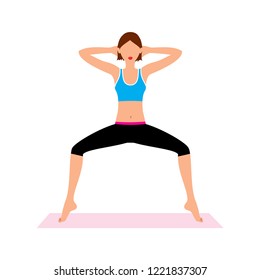 Woman standing in plie position. body ballet workout. vector illustration
