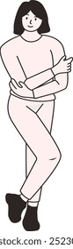 Woman Standing Pose Character with Simple Design. Vector Graphic