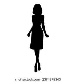 Woman standing pose silhouette. Vector illustration