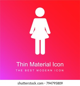 Woman Standing Up red and pink gradient material white icon minimal design