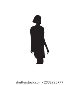 Woman standing silhouette Vector logo