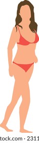 Woman Standing Swimsuit 14 Vector Illustration