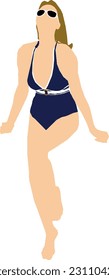 Woman Standing Swimsuit 18 Vector Illustration