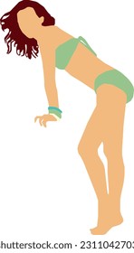 Woman Standing Swimsuit 20 Vector Illustration