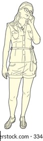 woman standing and talking on her cellphone