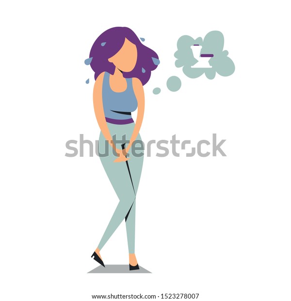Woman Standing Want Pee Vector Isolated Stock Vector (Royalty Free ...