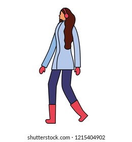 woman standing with winter clothes
