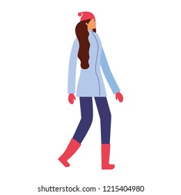 woman standing with winter clothes
