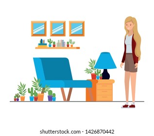 woman standing in the work office with white background