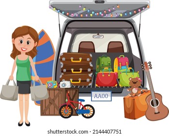 Woman Standing At Yard Sale Illustration