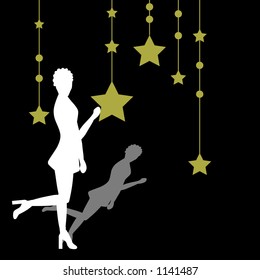 Woman with a star background