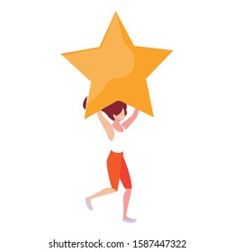 woman with star golden on white background vector illustration design