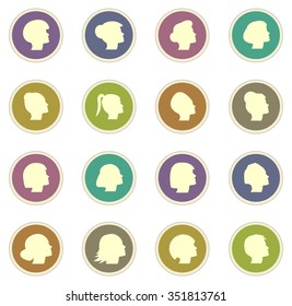 woman stickers label icon set